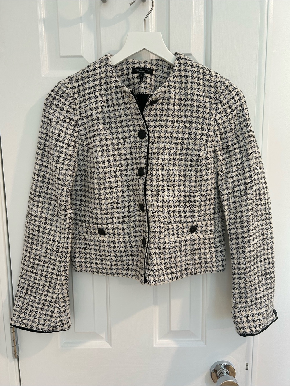 rag & bone Tweed Collarless Jacket Size 0